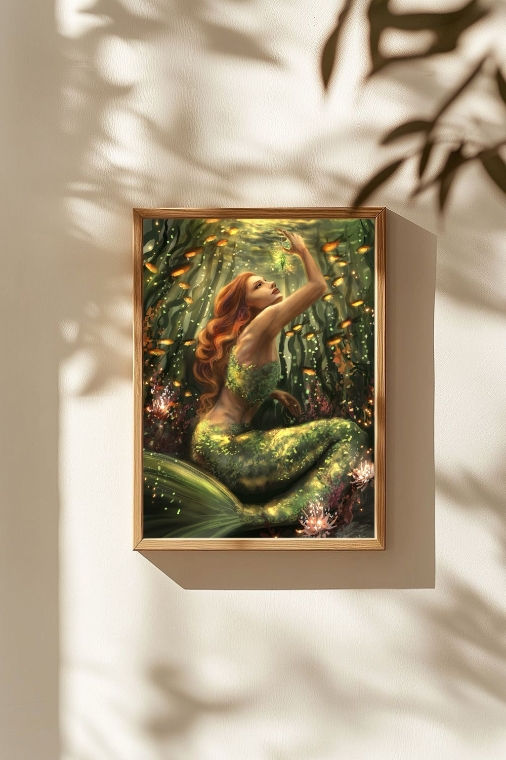 Emerald Underwater Magic | Sparkling Underwater Mermaid Fantasy Digital Painting Print