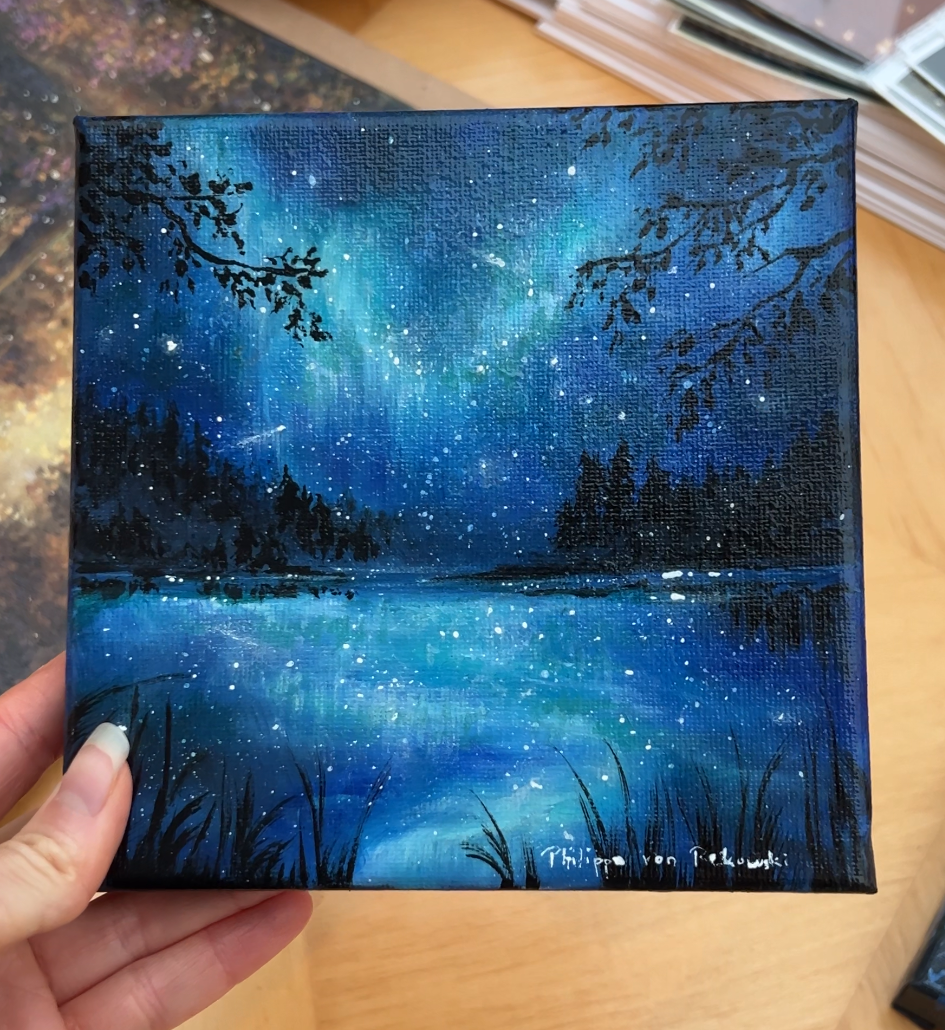 Dancing Lights of the Northern Sky | Acrylic Painting on Stretched Canvas