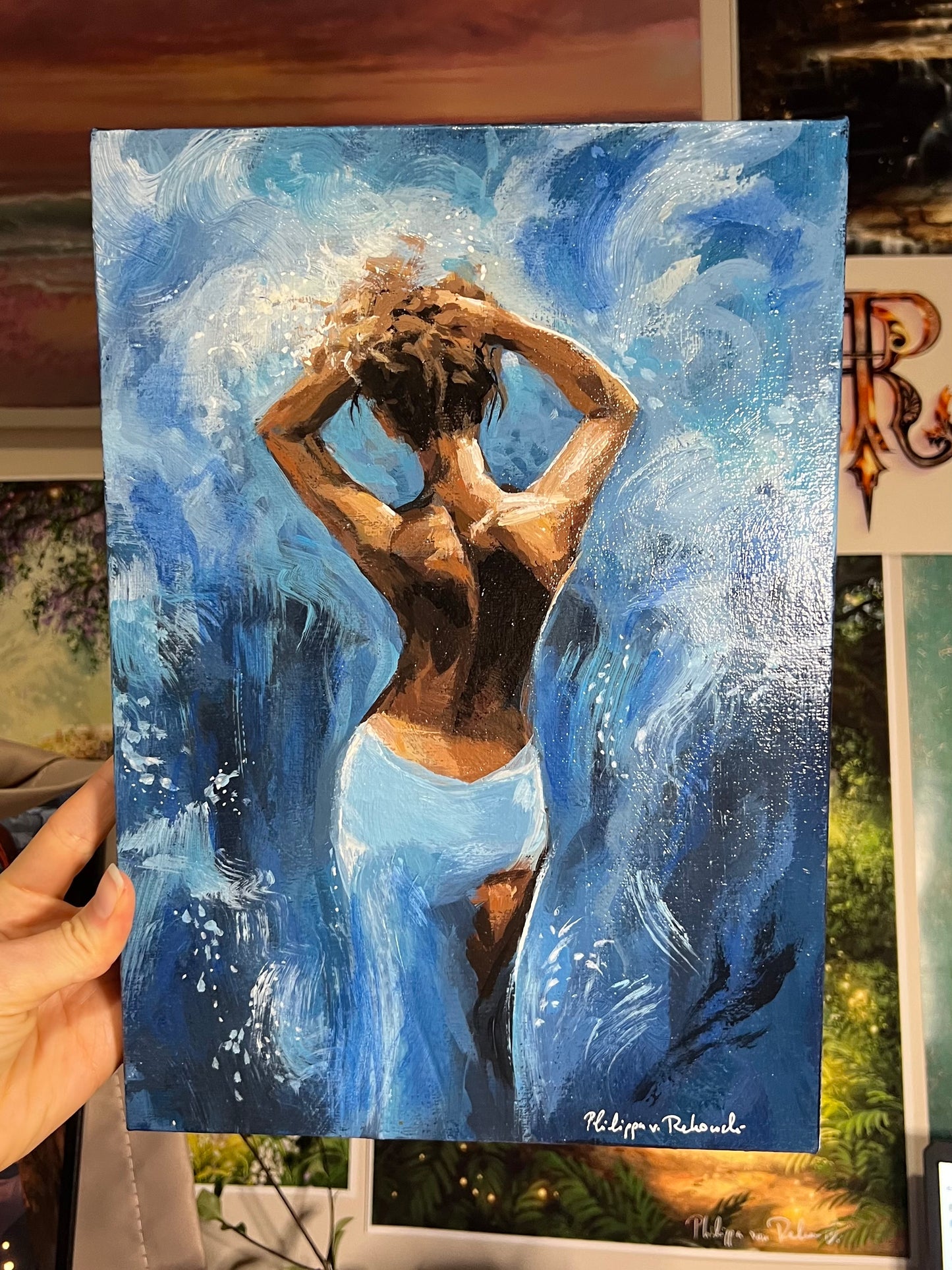 Ocean Girl | Blue Acrylic on Canvas Painting