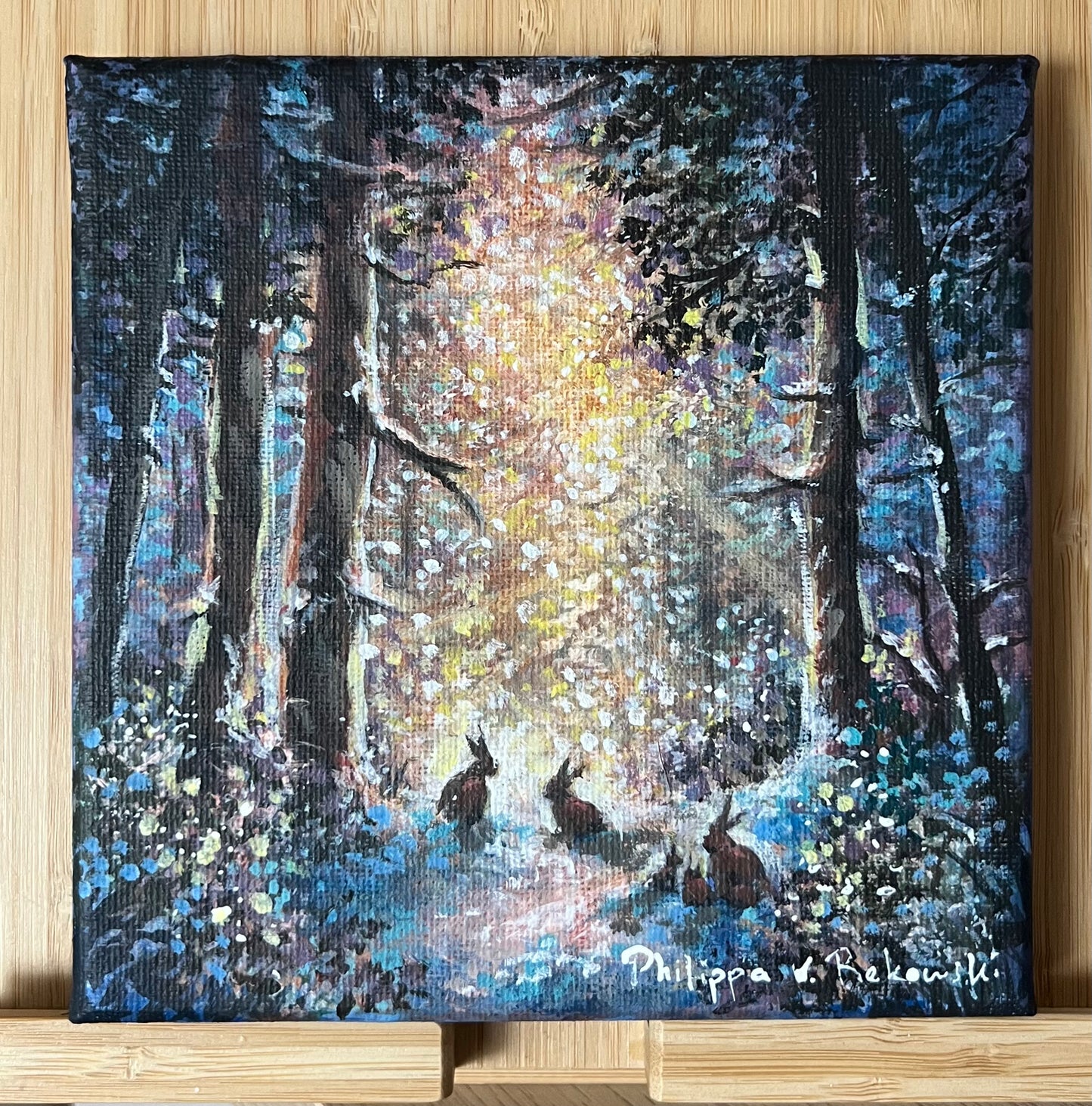 Twilight Dreams in the Forest’s Embrace | Acrylic Painting on Stretched Canvas