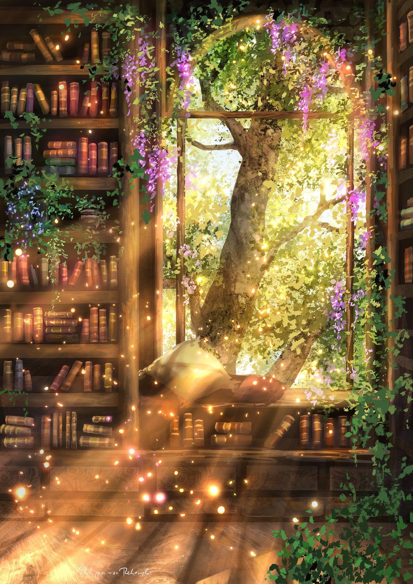 Library of Dreams | Digital Painting Art Print