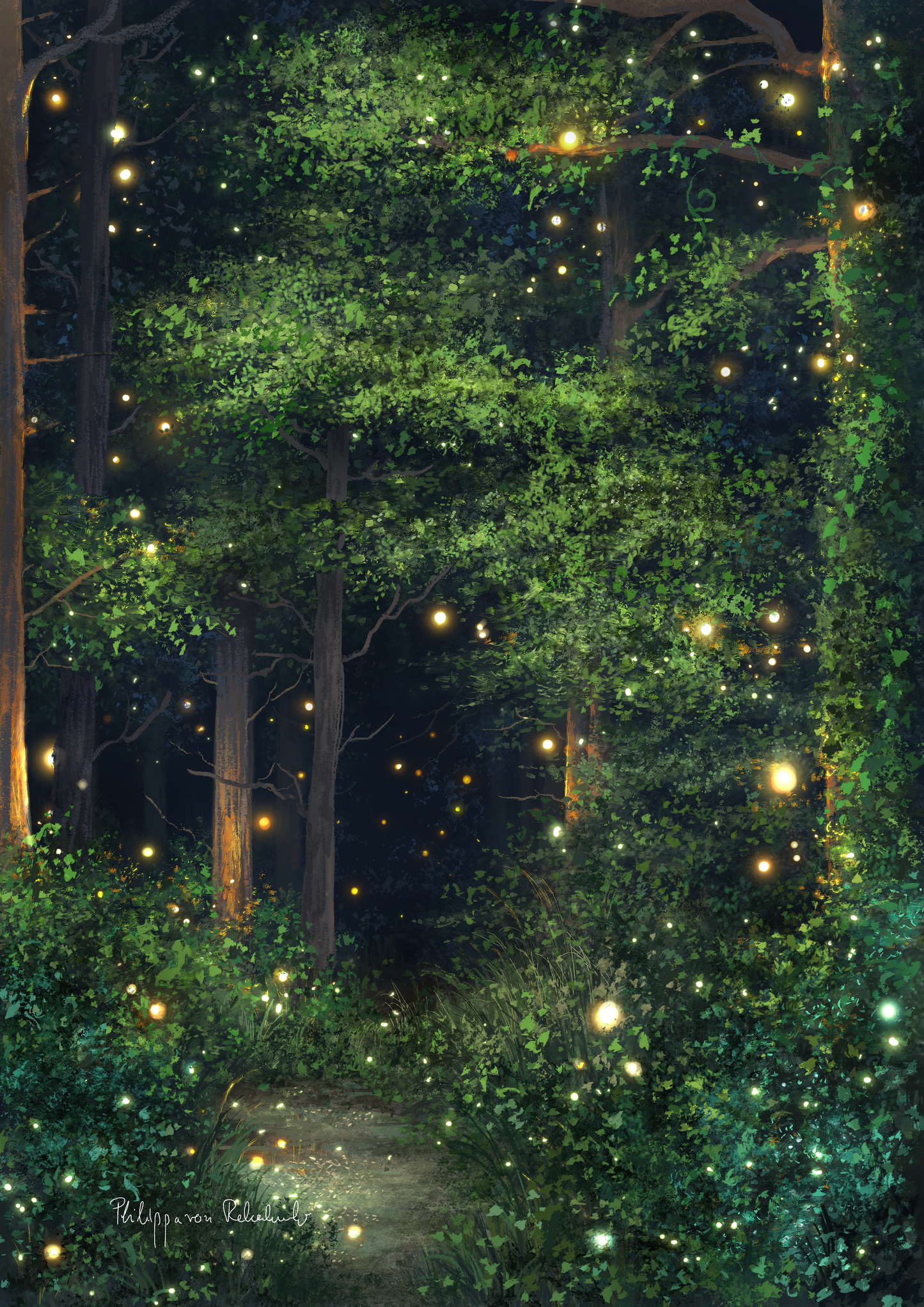 Walking in the Whispering Forest | Digital Painting Art Print