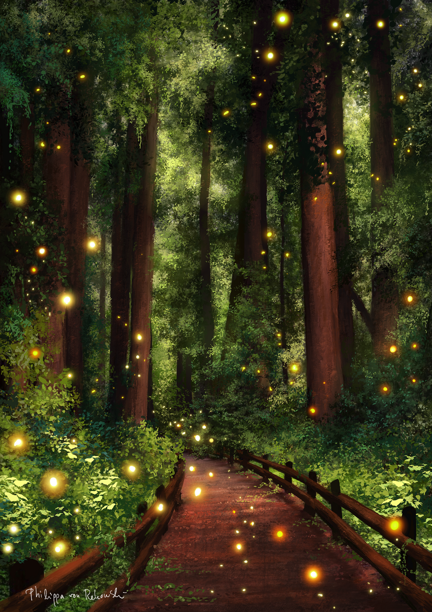 Celestial Forest Lights | Digital Painting Art Print