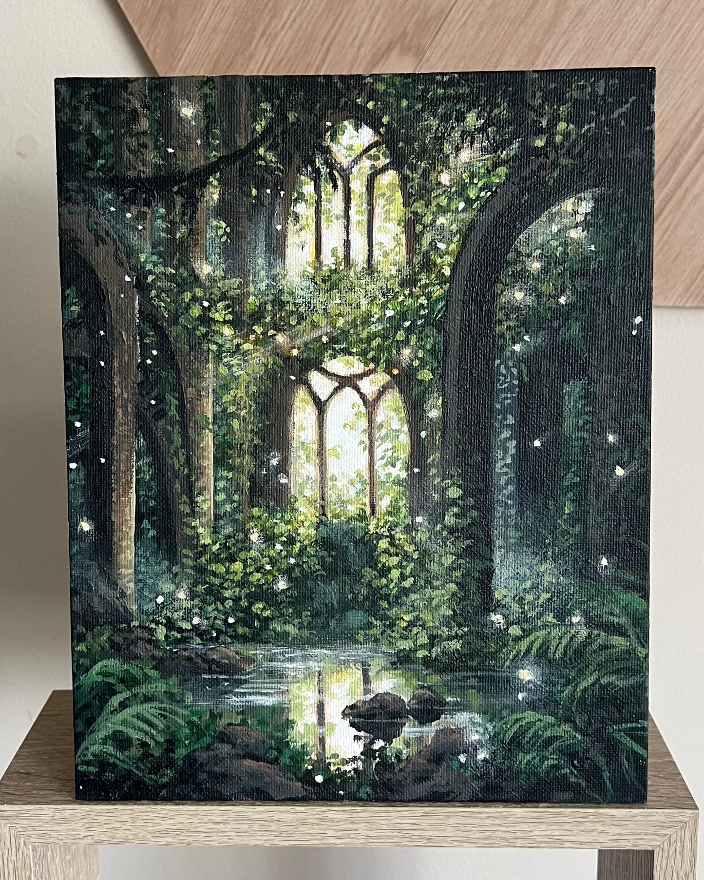 Work in Progress | Overgrown Ruins | Acrylic Painting on Canvas Board