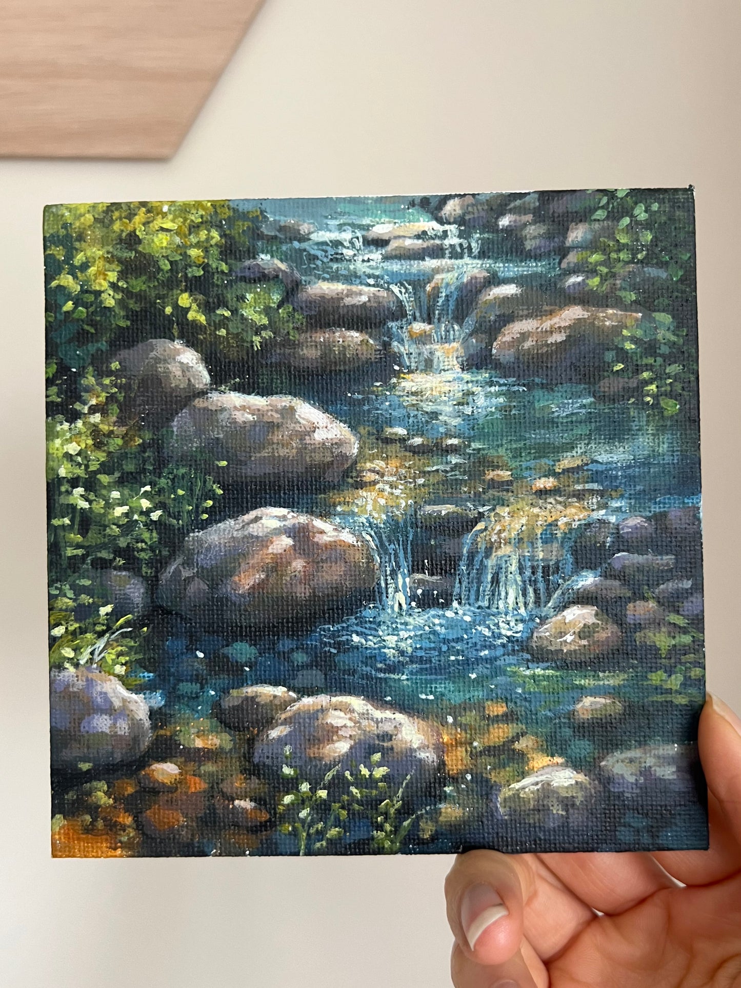 The Glimmering Path to Fairy Springs | Acrylic Painting on Canvas Board