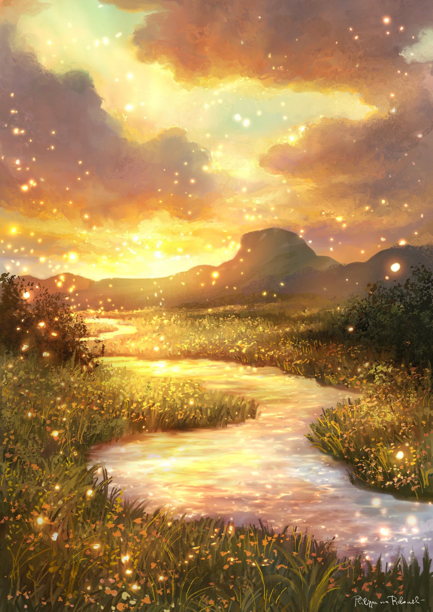 Sparkling River of Dreams | Digital Painting Art Print