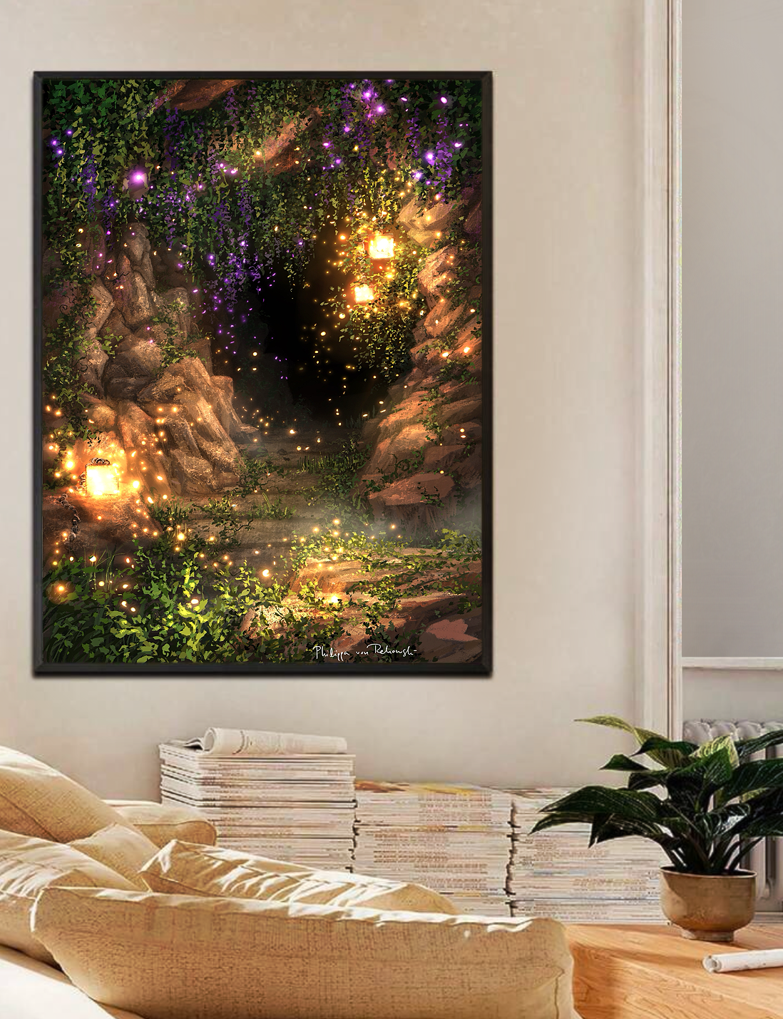 Infinite Glowing Fairylight Lanterns | Digital Painting Art Print