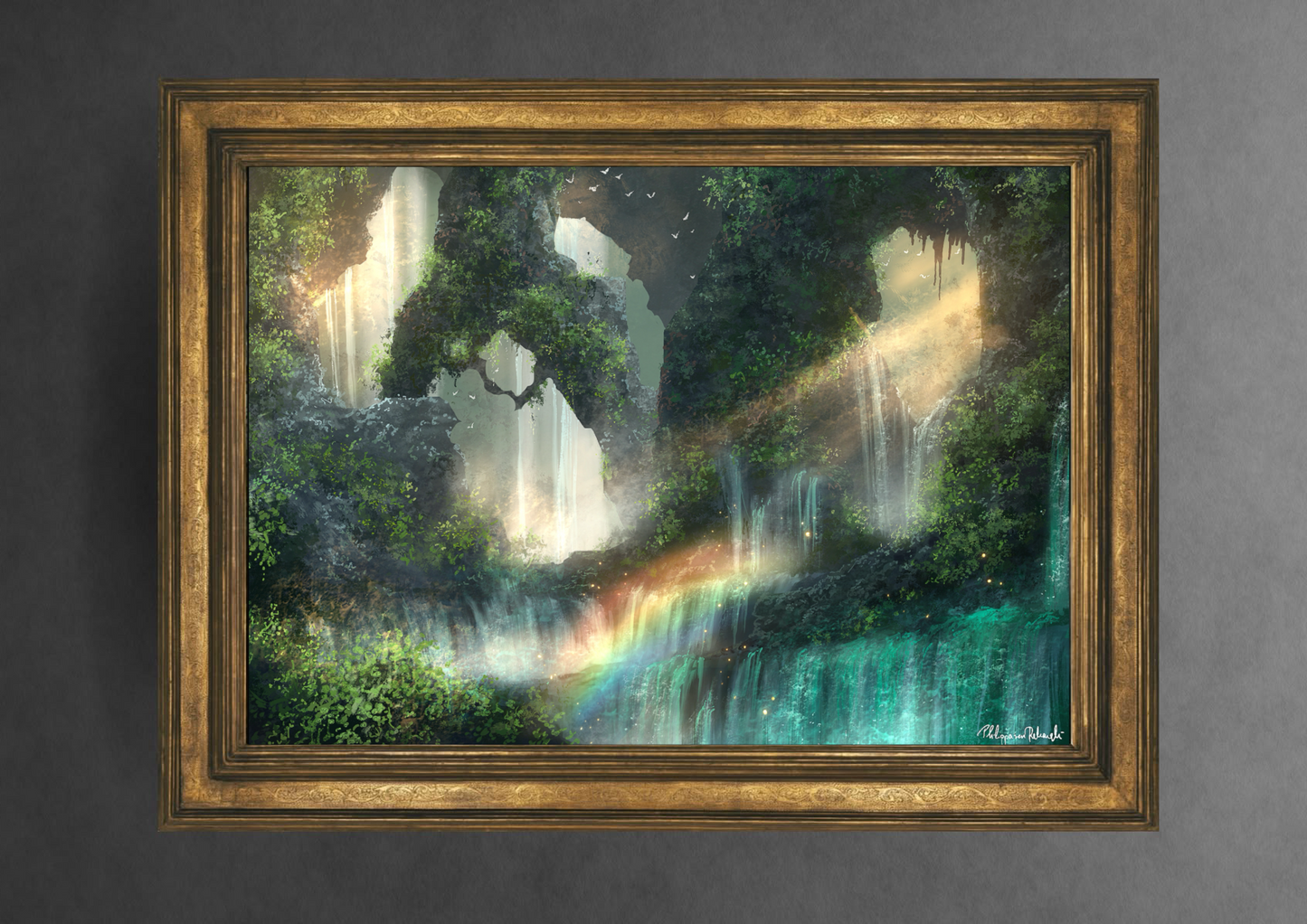 Shimmering Crystal Falls | Digital Painting Art Print