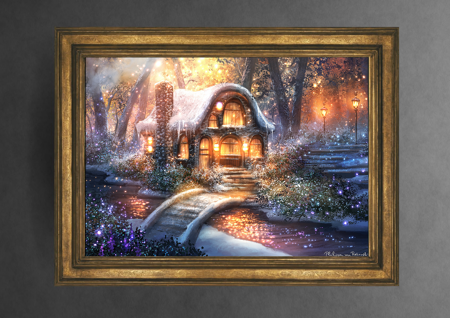 Cozy Lights in the Eternal Winter's Embrace | Digital Painting Art Print