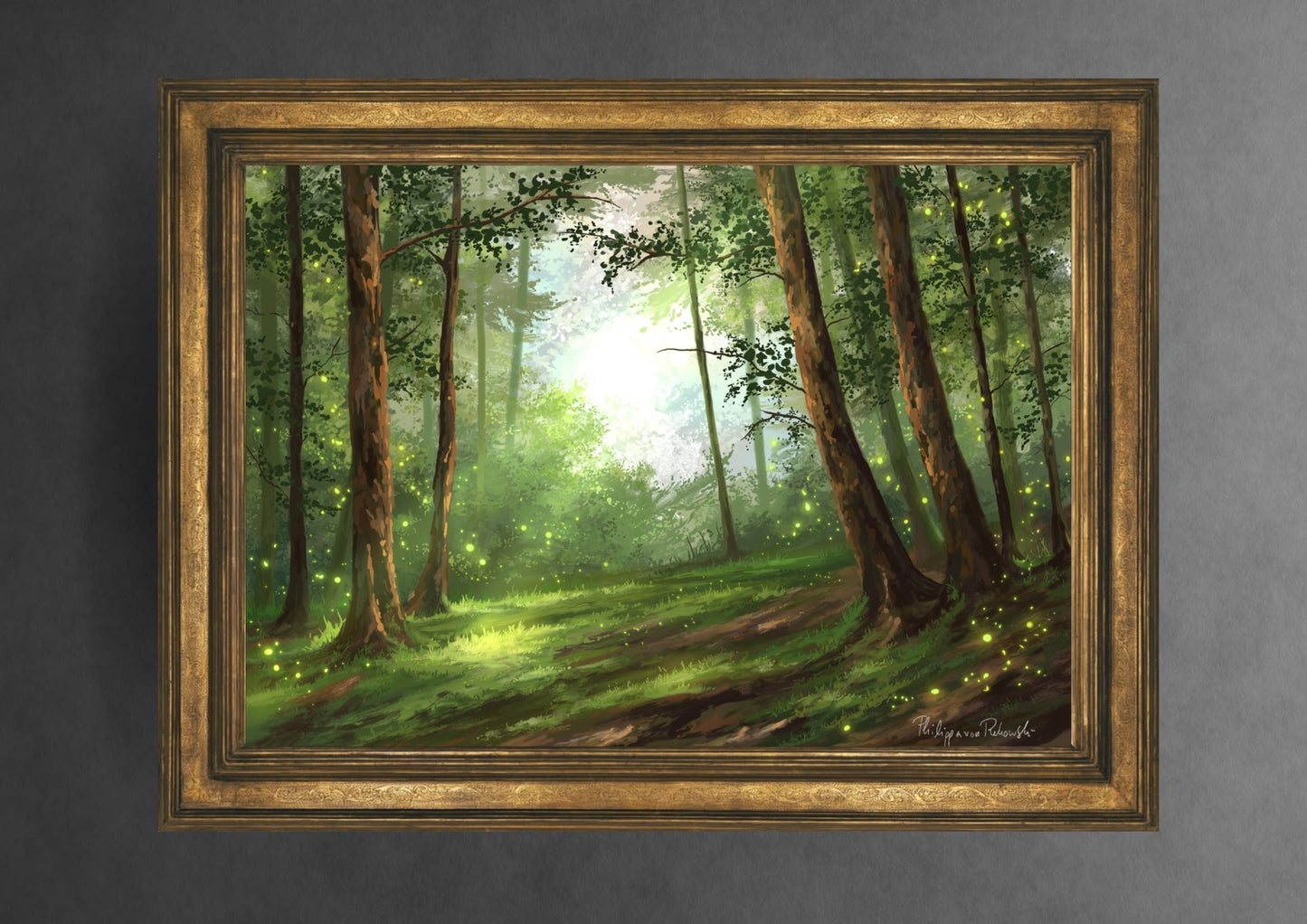 Spring Court Forest in the Fae Realm | Light Filled Enchanted Forest Art | Digital Painting Art Print