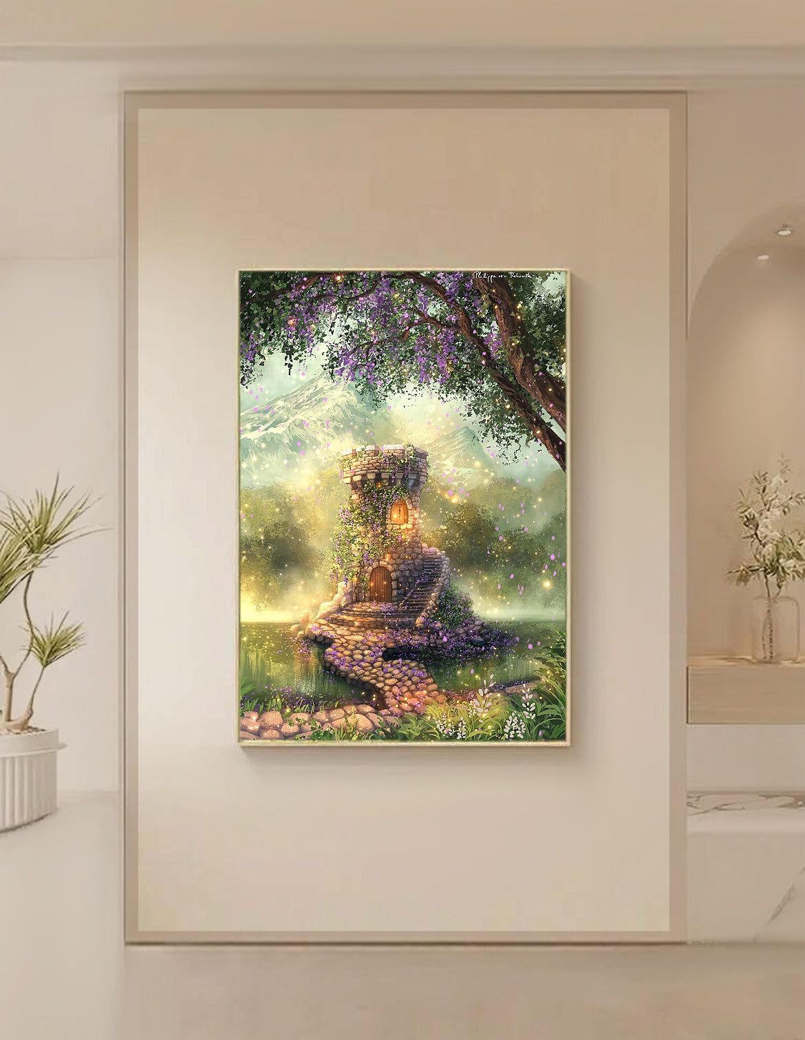 The Forgotten Tower of the Shimmering Vale | Digital Painting Art Print