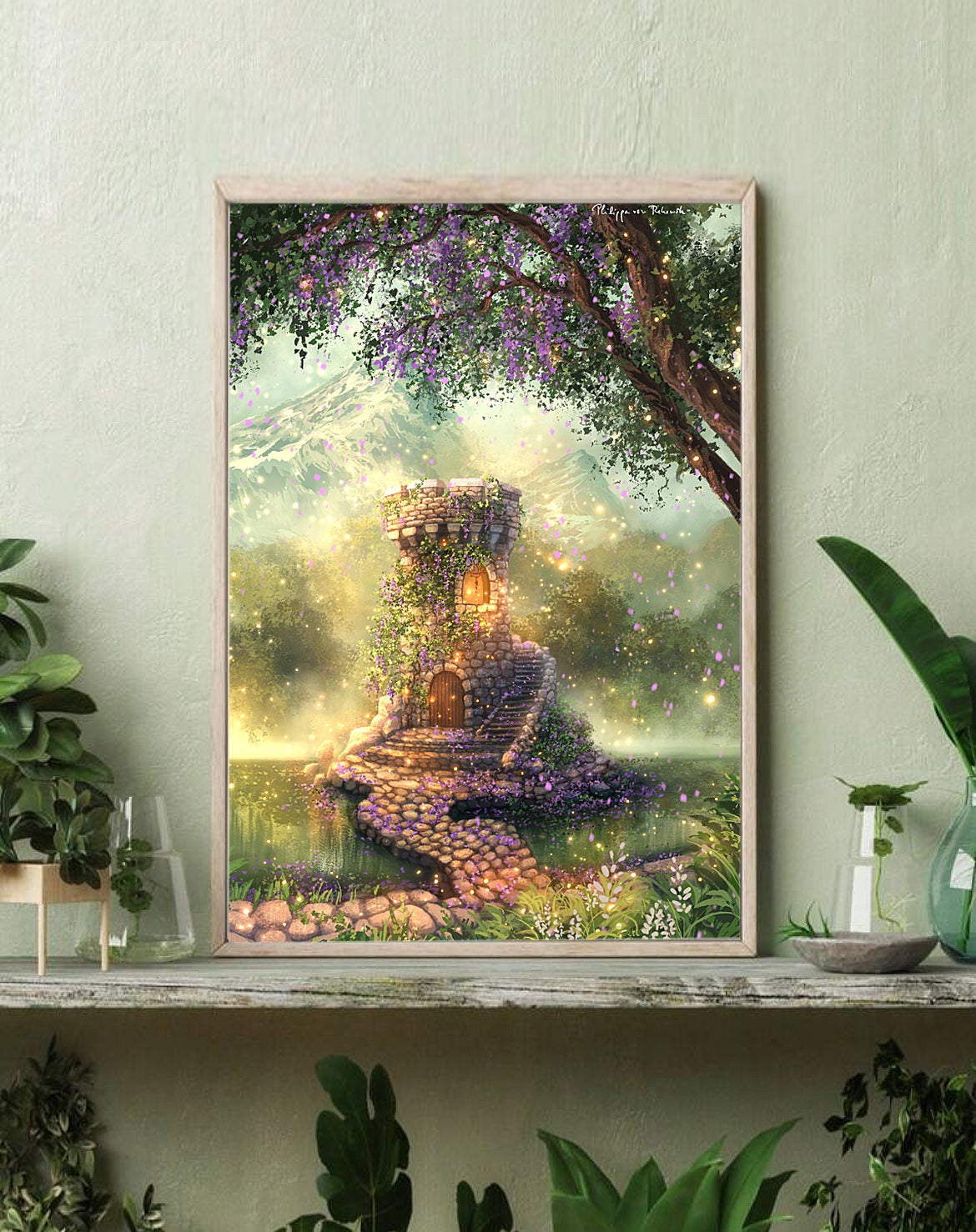 The Forgotten Tower of the Shimmering Vale | Digital Painting Art Print