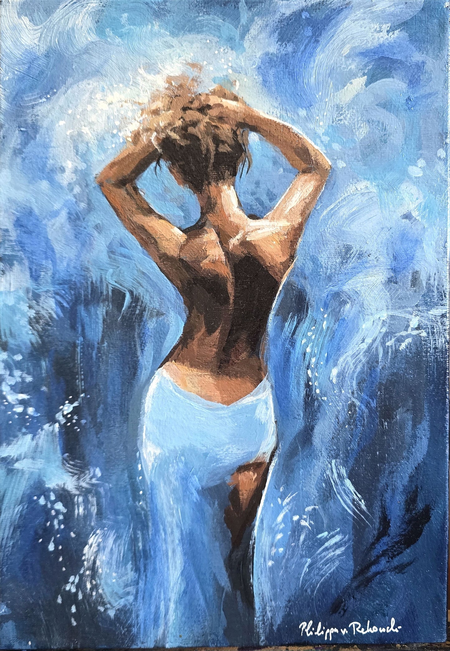 Ocean Girl | Blue Acrylic on Canvas Painting