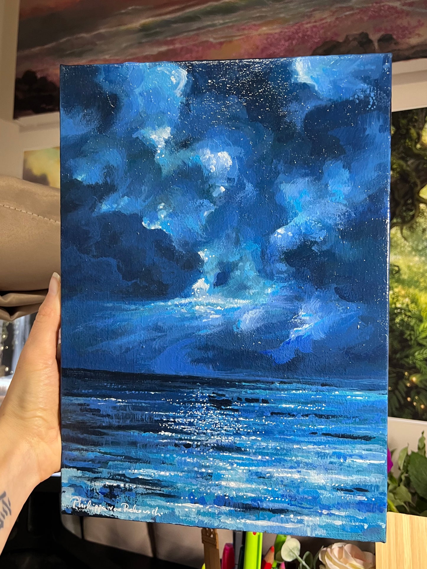 Semi-Abstract Blue Ocean Artwork | Acrylic Painting on Canvas