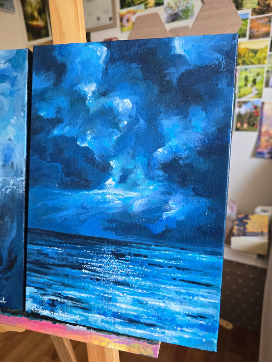 Semi-Abstract Blue Ocean Artwork | Acrylic Painting on Canvas
