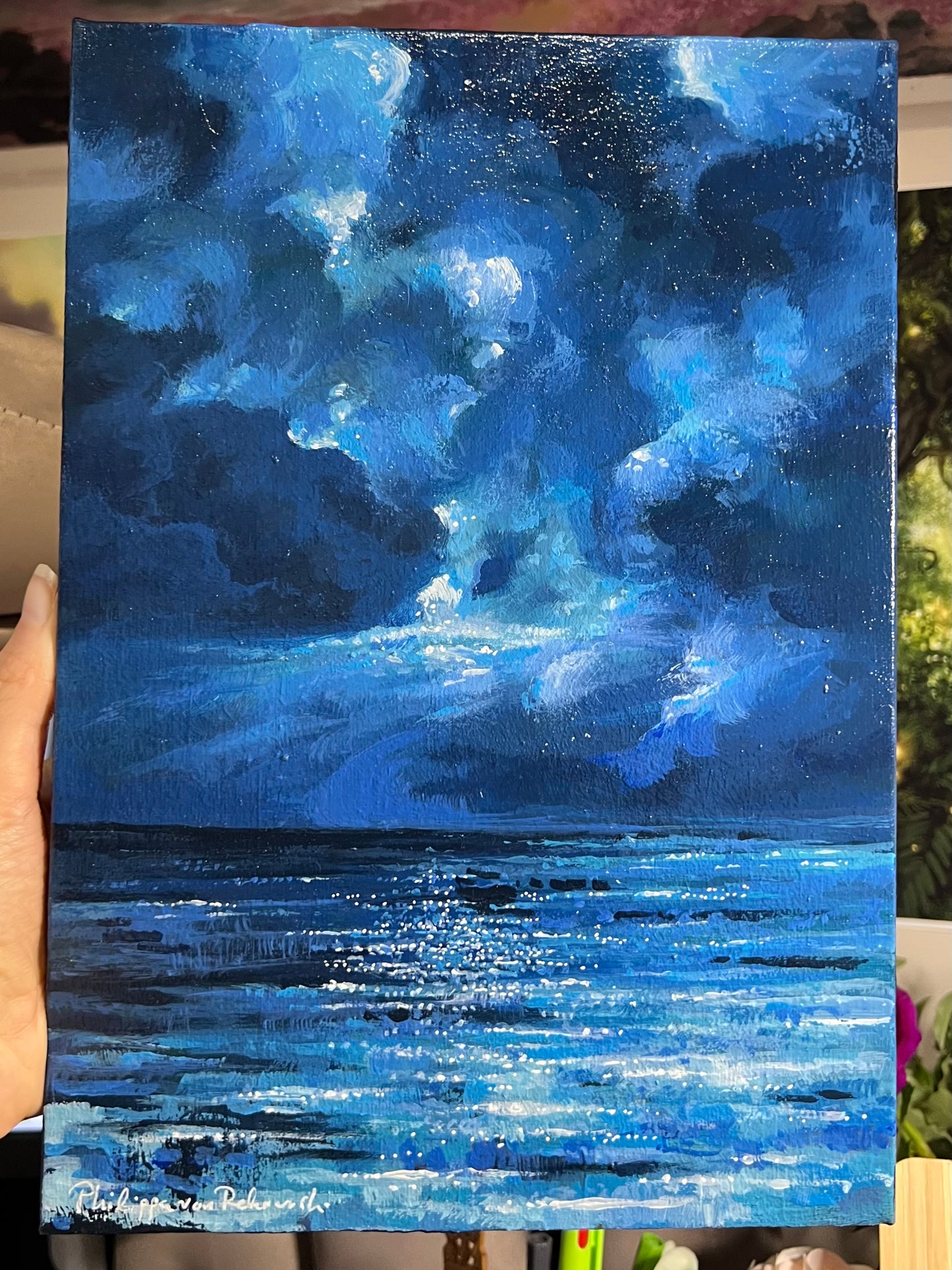 Semi-Abstract Blue Ocean Artwork | Acrylic Painting on Canvas