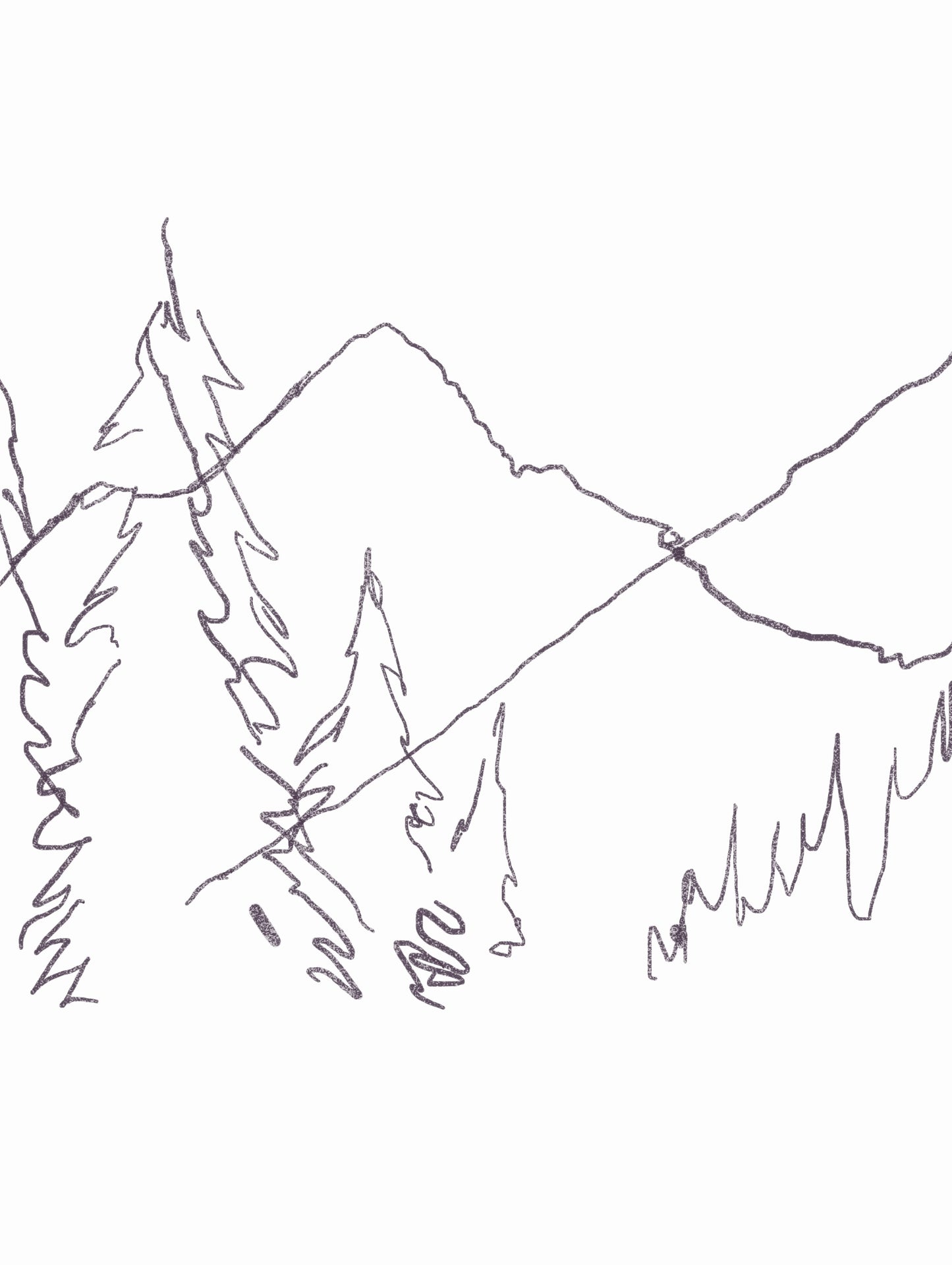 Magical Purple Snowy Mountain Landscape Digital Illustration Art Print
