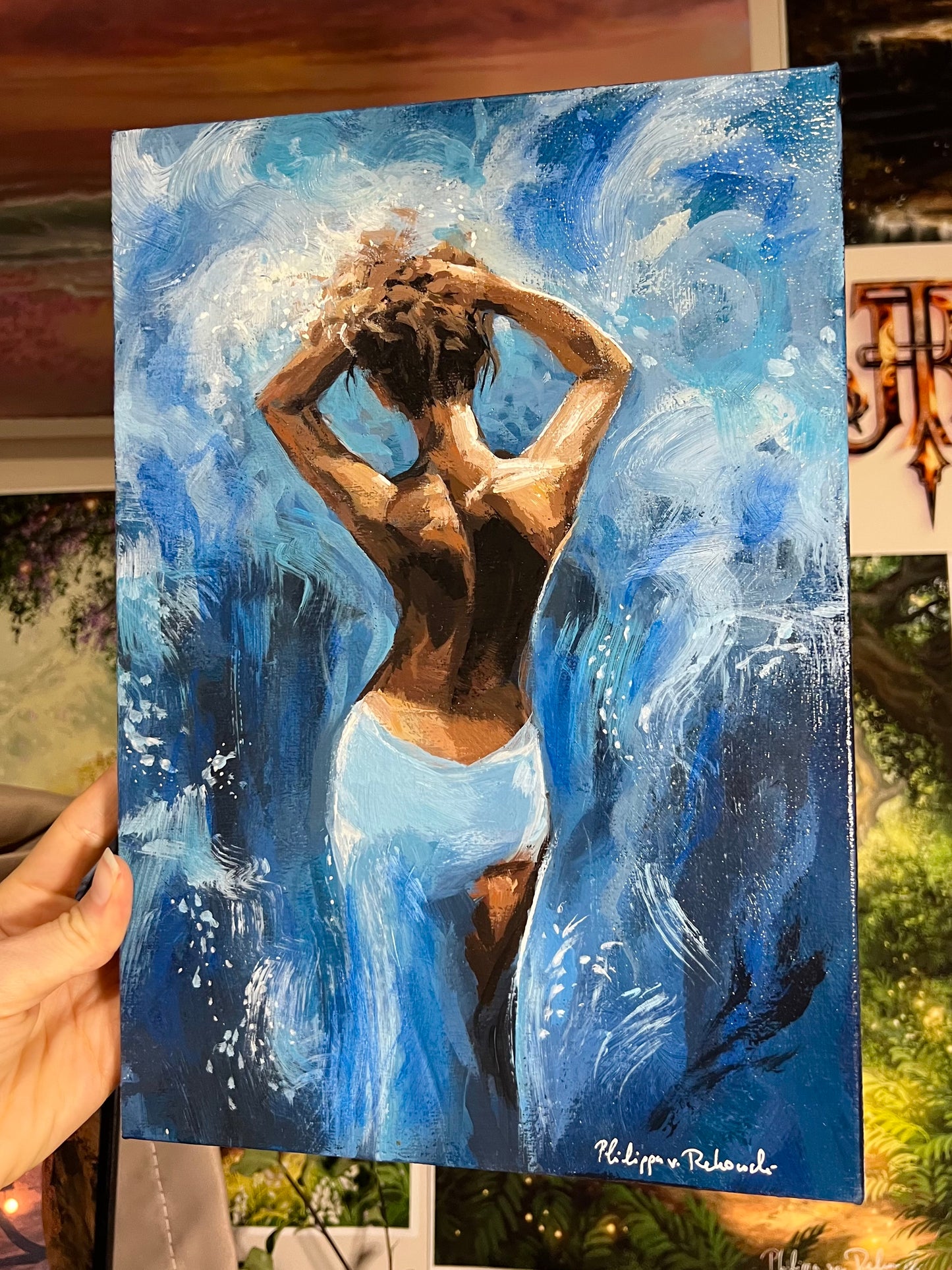 Ocean Girl | Blue Acrylic on Canvas Painting