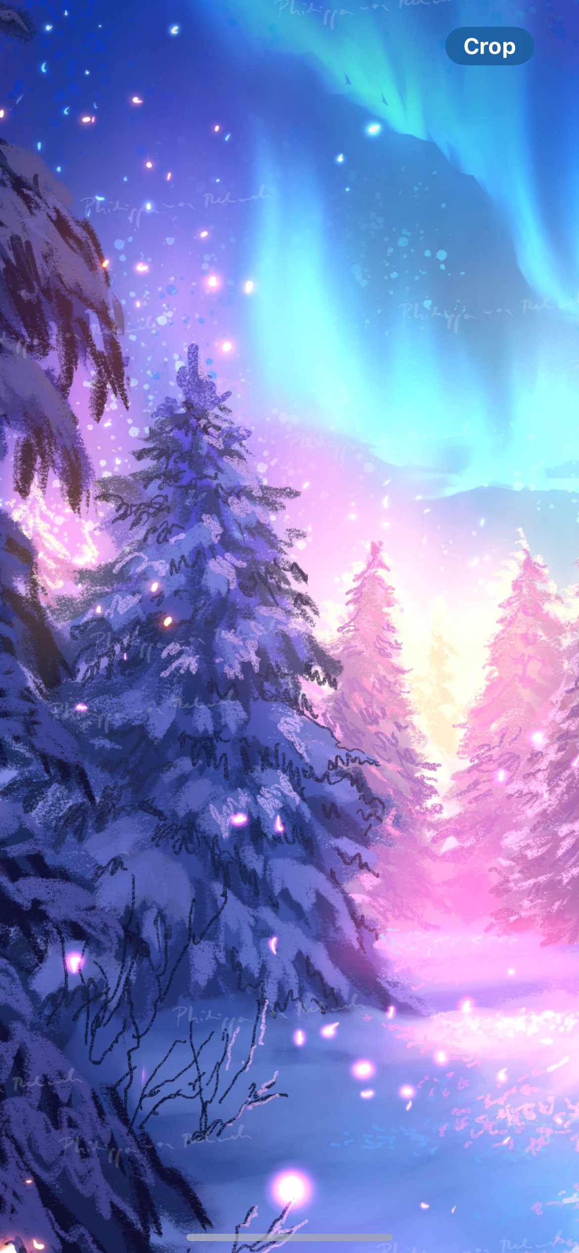 A Winter FairyTale | Northern Lights and Snowy Winter Forest Landscape Digital Painting Art Print