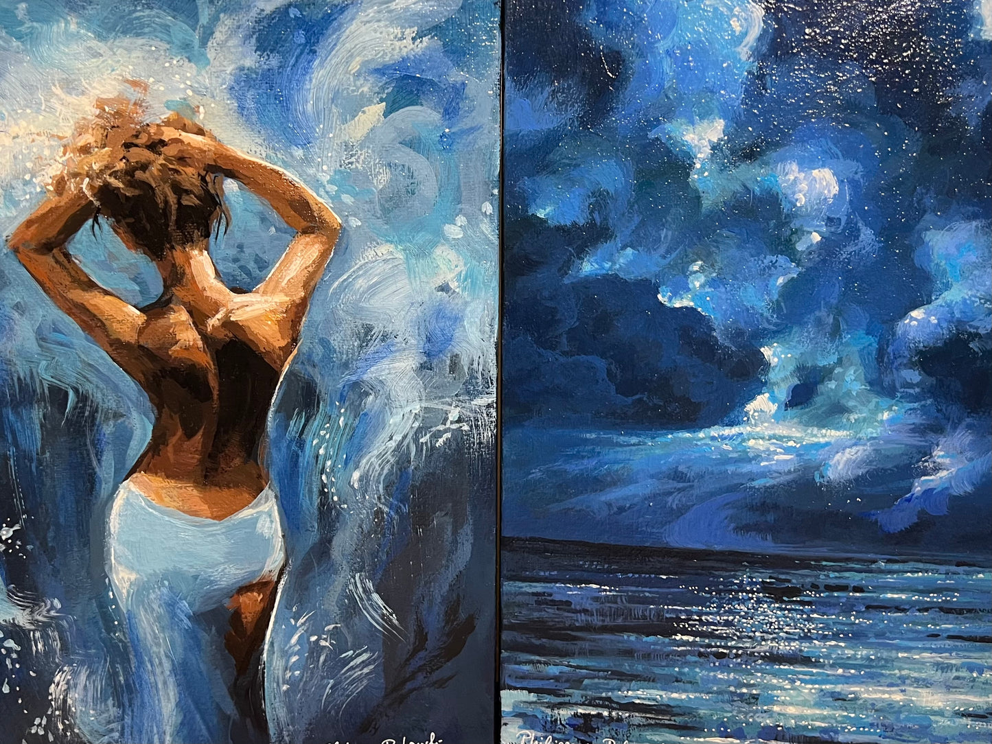 Ocean Girl | Blue Acrylic on Canvas Painting