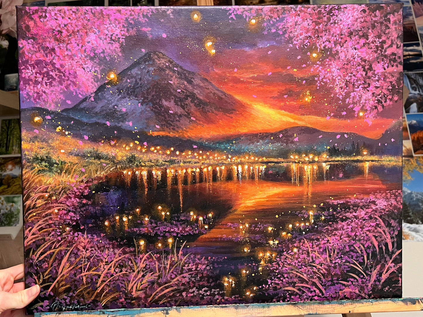Fantasy Village Lights beneath Sunset Mountain