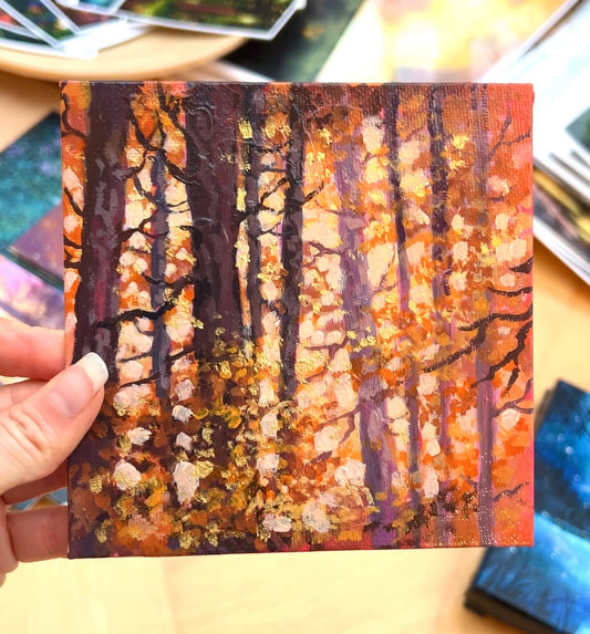 Autumn Orange and Gold Forest Painting