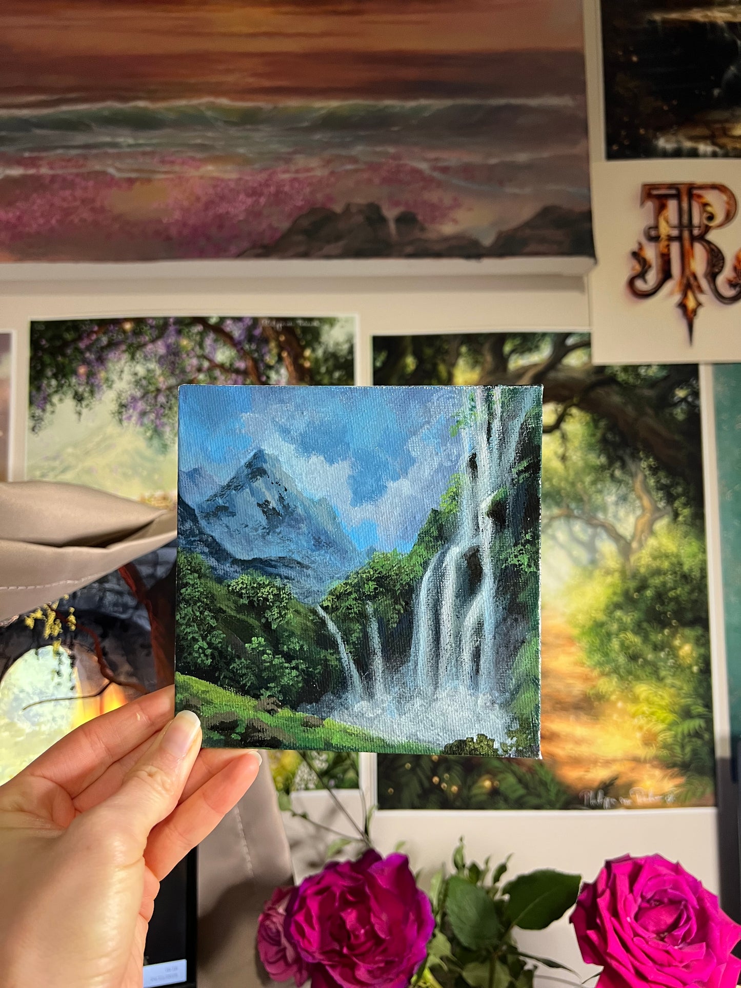 Waterfall Landscape Mini Painting