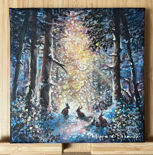 Twilight Dreams in the Forest’s Embrace | Acrylic Painting on Stretched Canvas
