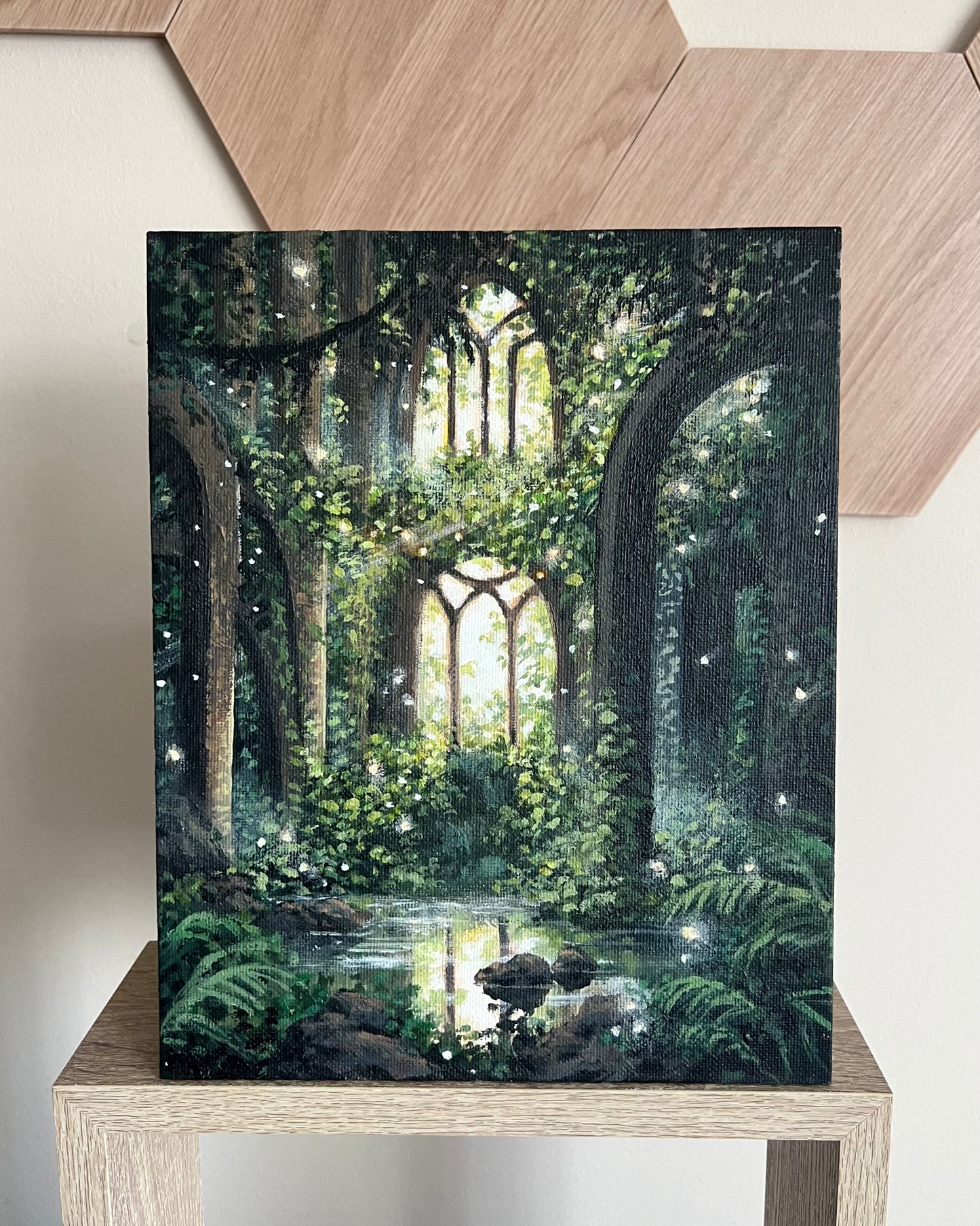 Work in Progress | Overgrown Ruins | Acrylic Painting on Canvas Board