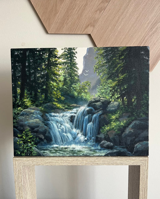 Work in Progress | Mist and Stone Current | Acrylic Painting on Canvas Board