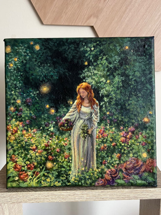 Work in Progress | Flower Maiden | Acrylic Painting on Stretched Canvas