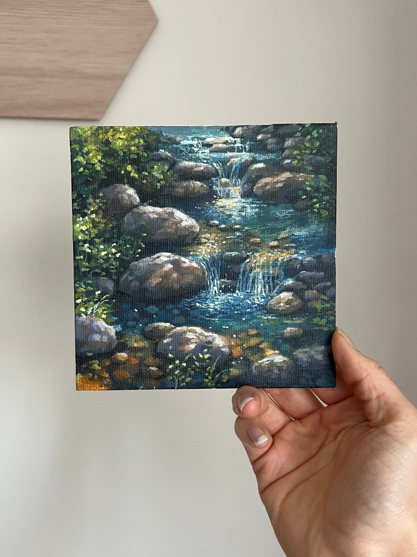 The Glimmering Path to Fairy Springs | Acrylic Painting on Canvas Board