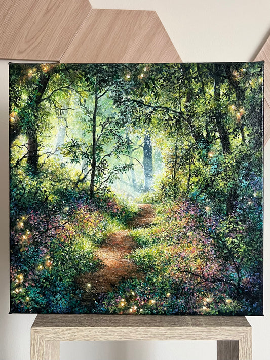 Celestial Forest of Forgotten Dreams | Acrylic Painting on Stretched Canvas