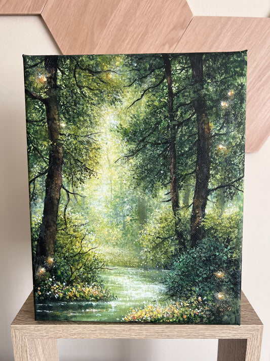 Whispers of the Sunlit Clearing | Acrylic Painting on Stretched Canvas