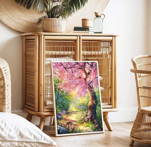 Cherry Tree Blossom Path | Digital Painting | Open Edition Art Print
