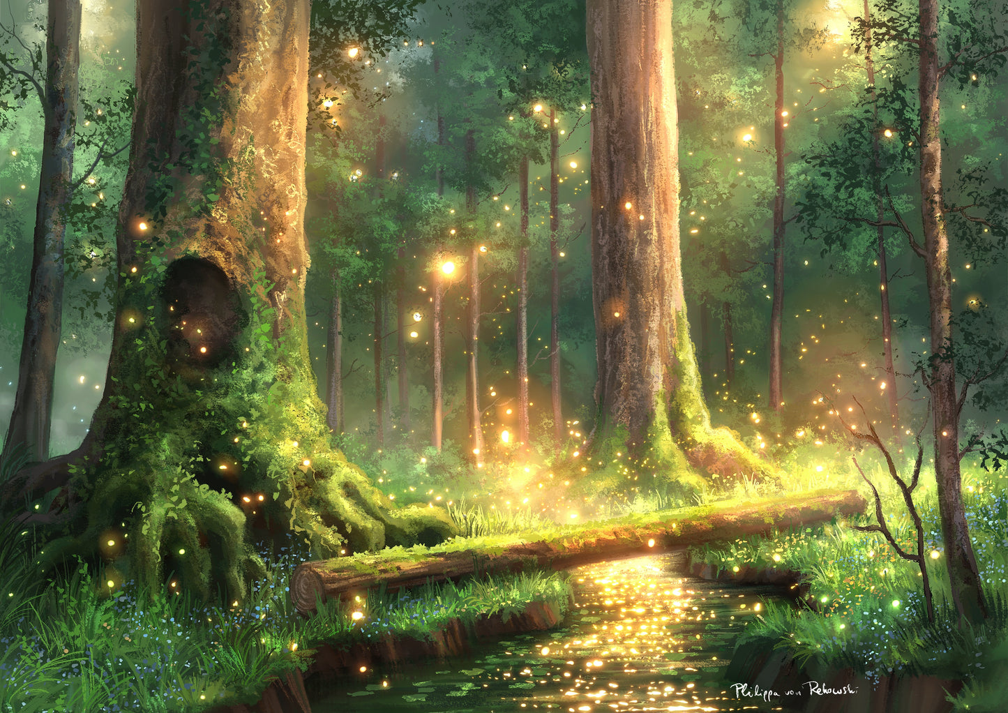 Fairylight Glade in the Enchanted Woods | Digital Painting Art Print