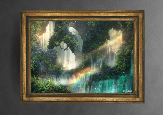 Shimmering Crystal Falls | Digital Painting Art Print