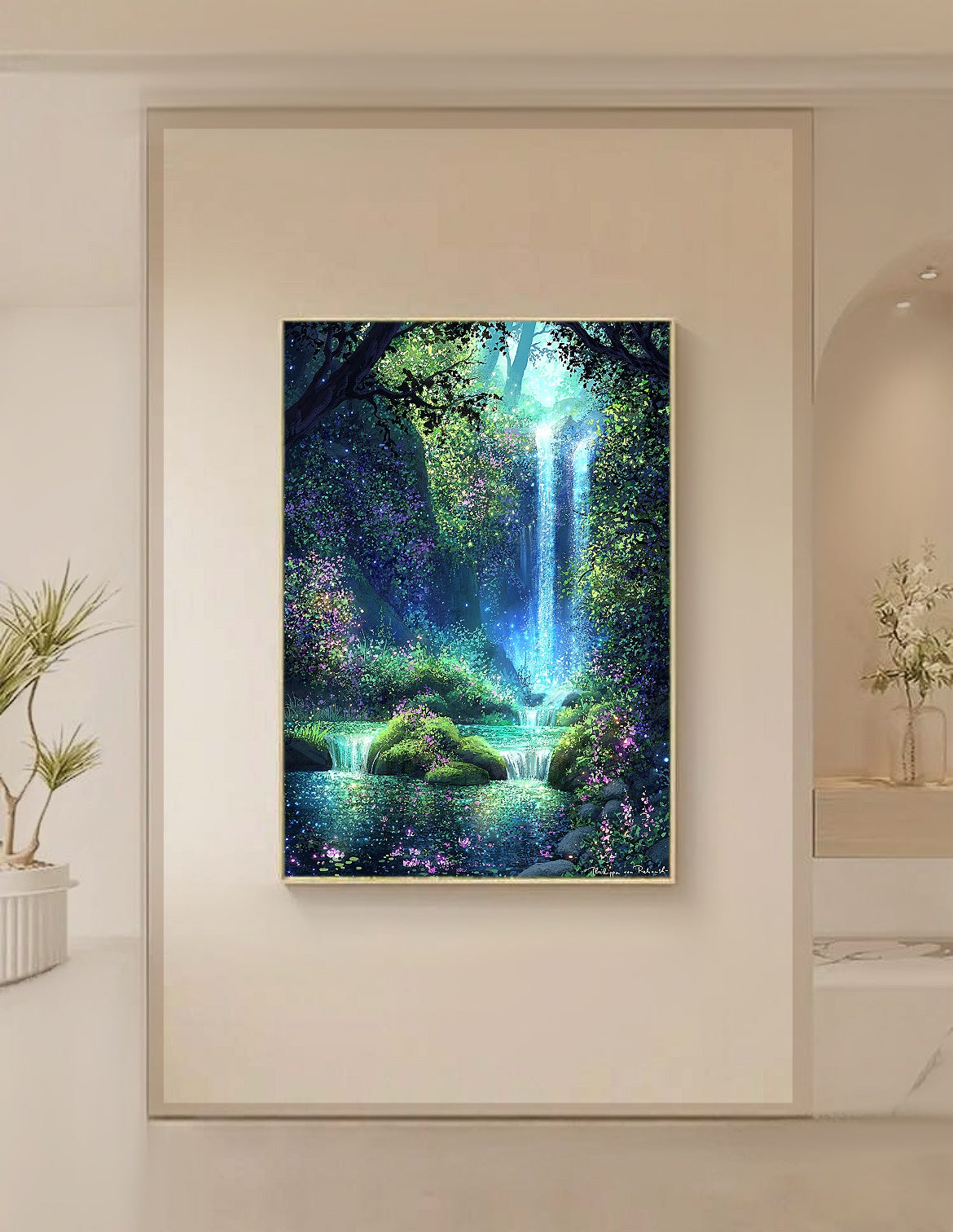 The Hidden Falls of Serindell | Digital Painting Art Print