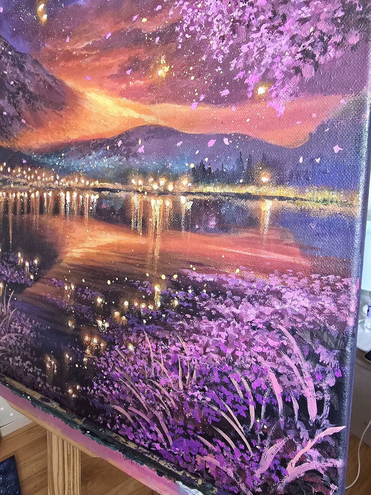 Fantasy Village Lights beneath Sunset Mountain