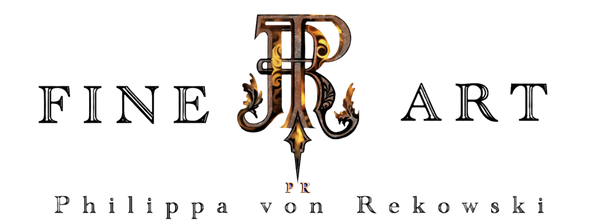 Logo for 'Fine Art' by Philippa von Rekowski with decorative letter 'R'.