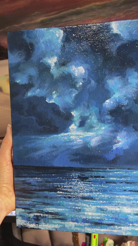 Semi-Abstract Blue Ocean Artwork | Acrylic Painting on Canvas