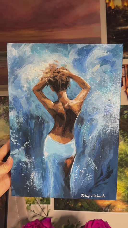 Ocean Girl | Blue Acrylic on Canvas Painting